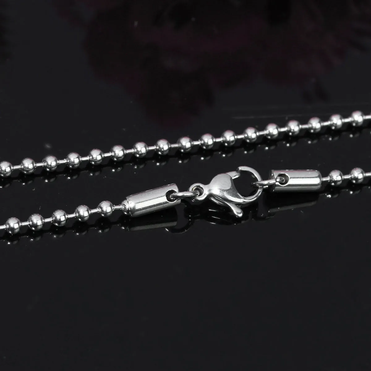 1 Silver Tone Stainless Steel Ball Chain with Lobster Claw Clasp for Jewelry Making, 20.5" long fch0395