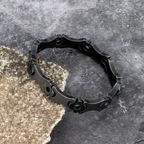 12mm Wide Men Stainless Steel Vintage Black Bicycle Chain Bracelet