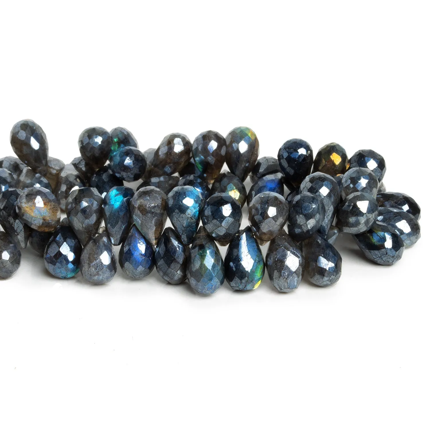 13x8mm Mystic Labradorite Faceted Teardrops 8 inch 55 beads