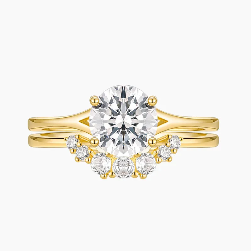 14K Gold Vermeil Curved Crown Round Promise Ring