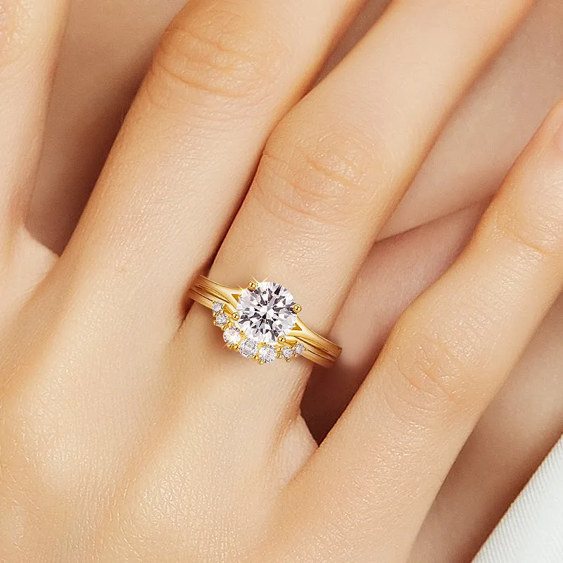 14K Gold Vermeil Curved Crown Round Promise Ring