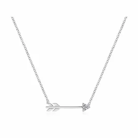 14K White Gold Diamond Arrow Necklace - NK5448W45JJ