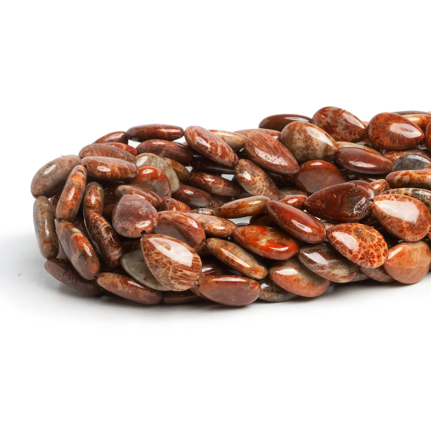 17x11mm Fossil Coral Plain Pears 15 inch 21 beads
