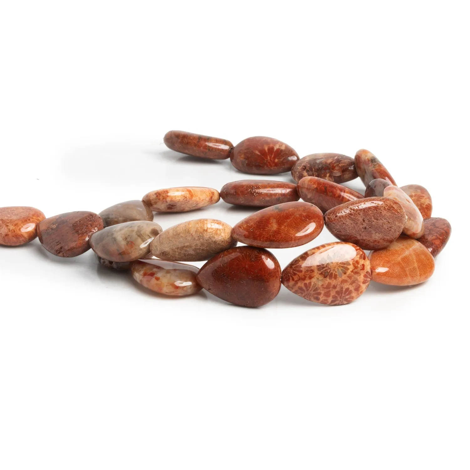 17x11mm Fossil Coral Plain Pears 15 inch 21 beads