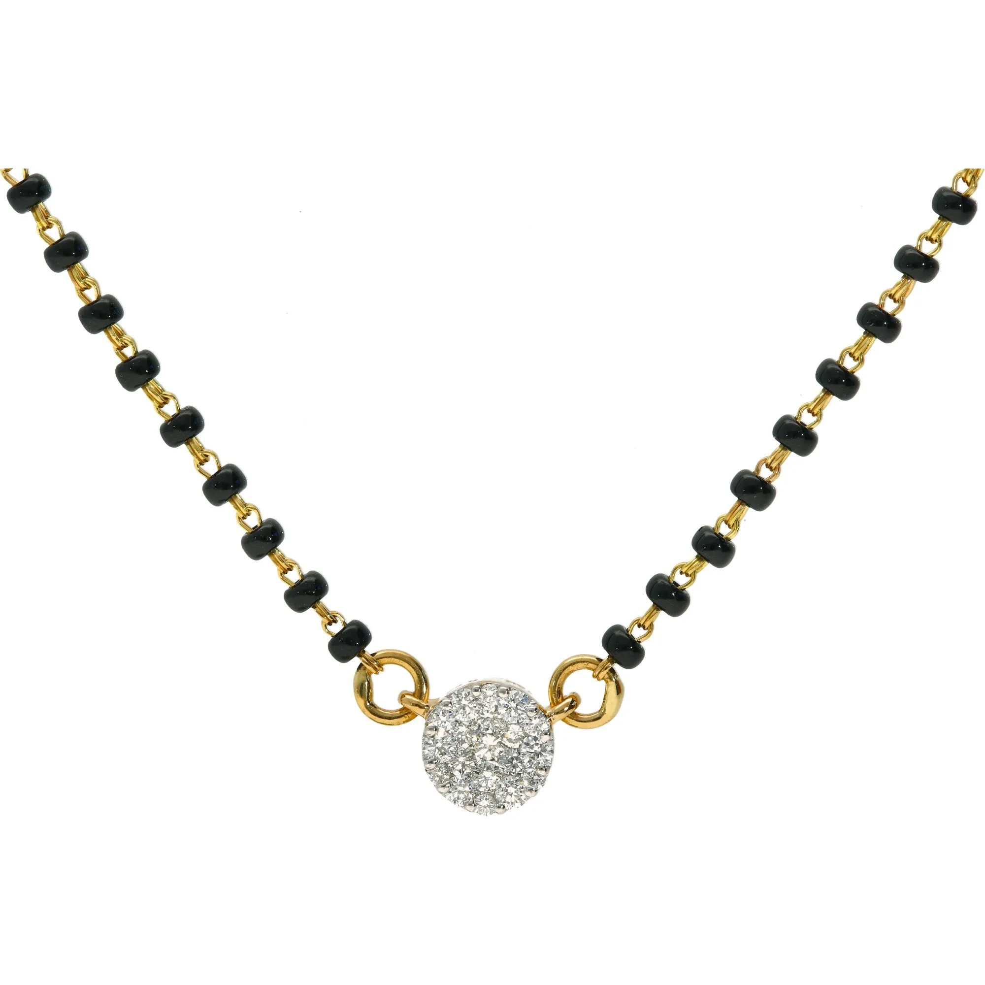 18K Multi-Tone Gold Mangalsutra Necklace w/ Diamond Stud Pendant