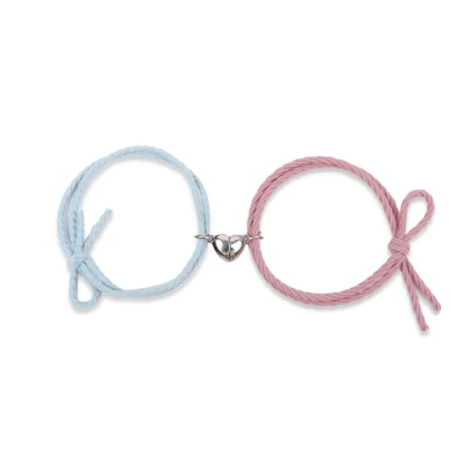 1Pair Two halves Heart Magnetic Bracelet