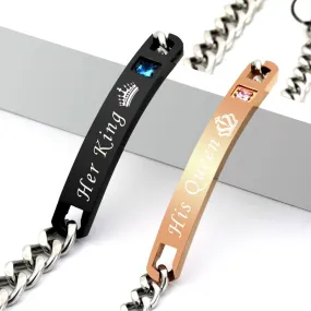 2 Style His Queen Her King Black Rose Gold Color for Men Jewelry