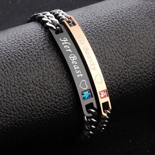 2 Style His Queen Her King Black Rose Gold Color for Men Jewelry