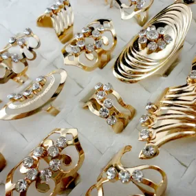 20pcs Mix Style Zinc Alloy Gold Band Ring Adjustable Toe Ring for Women or Men