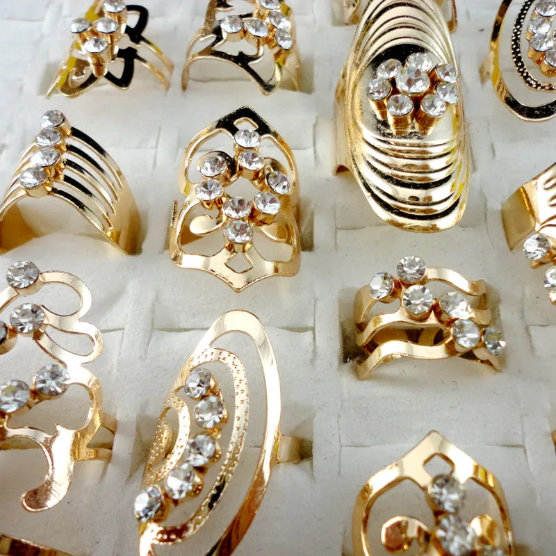 20pcs Mix Style Zinc Alloy Gold Band Ring Adjustable Toe Ring for Women or Men