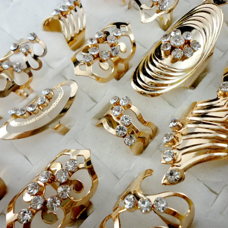 20pcs Mix Style Zinc Alloy Gold Band Ring Adjustable Toe Ring for Women or Men