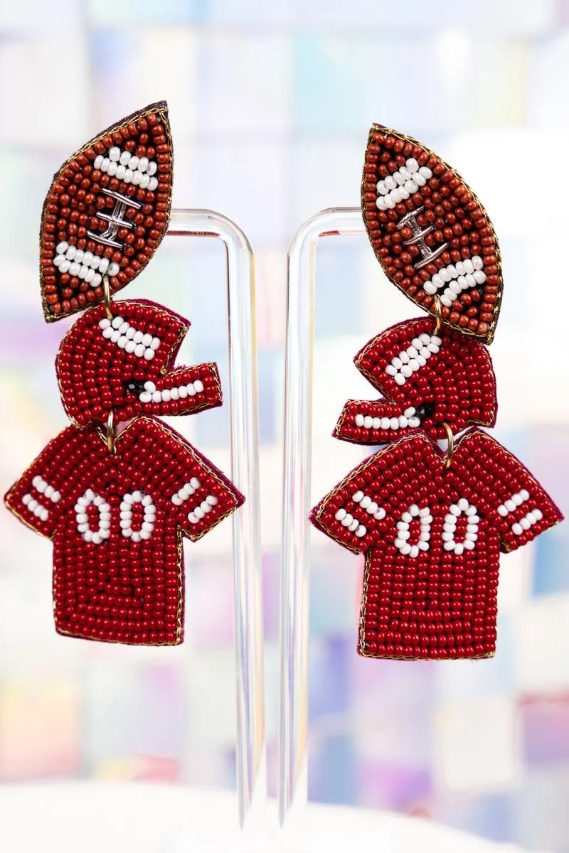 25% OFF! Wine And White Gameday Ready Seed Bead Earrings