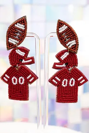 25% OFF! Wine And White Gameday Ready Seed Bead Earrings