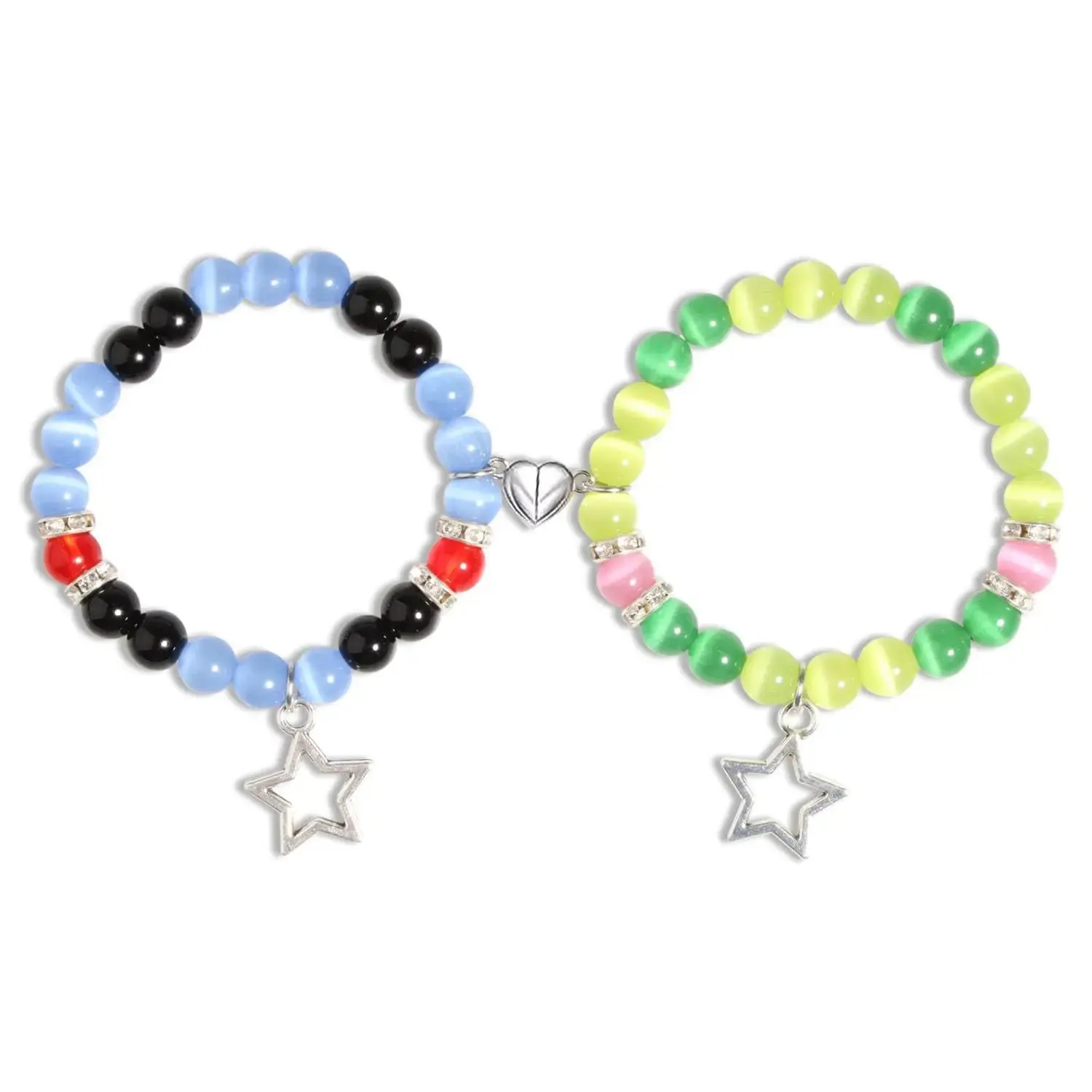2Pcs/Set Halloween Spider Bracelet For Women Men Magnetic Heart Couple Personality Bangle Lover Festive Jewelry Accessories Gift