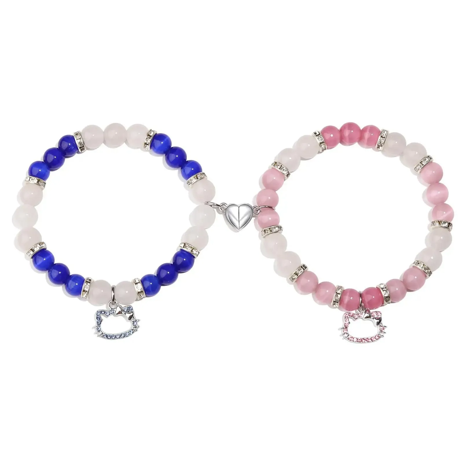 2Pcs/Set Halloween Spider Bracelet For Women Men Magnetic Heart Couple Personality Bangle Lover Festive Jewelry Accessories Gift