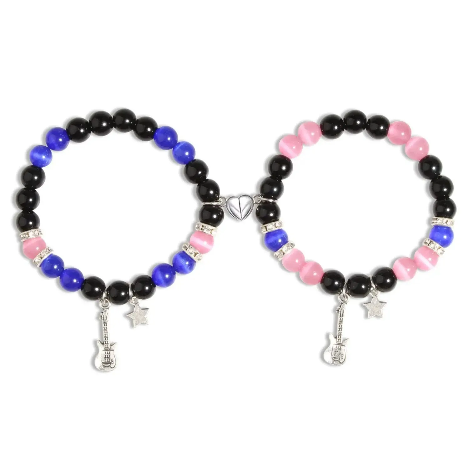 2Pcs/Set Halloween Spider Bracelet For Women Men Magnetic Heart Couple Personality Bangle Lover Festive Jewelry Accessories Gift