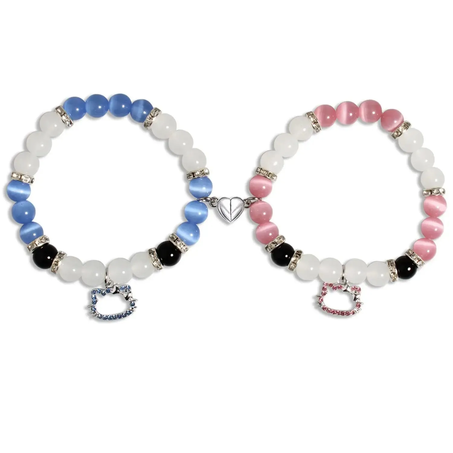 2Pcs/Set Halloween Spider Bracelet For Women Men Magnetic Heart Couple Personality Bangle Lover Festive Jewelry Accessories Gift