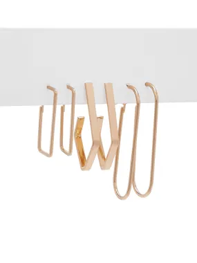 3-Piece Gold-Tone Geometric Drop Earrings Set