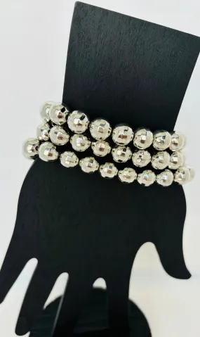 3 Piece Silver Bead Bracelet