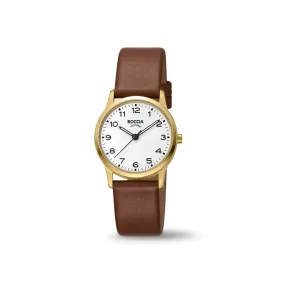 3287-03 - Womens Titanium with Brown Strap Dress Watch