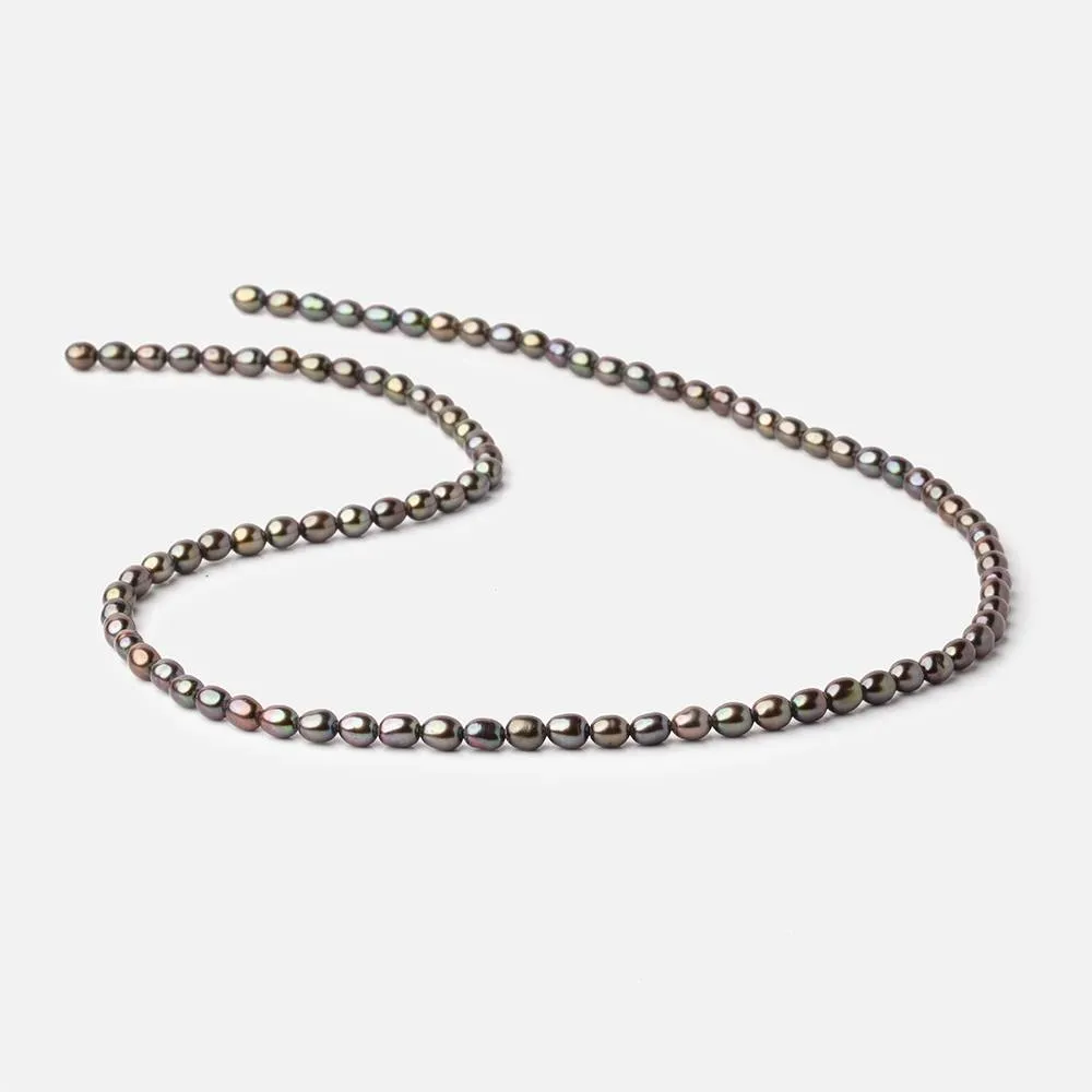 4x3mm Slate Grey Oval Pearls 15 inch 90 beads