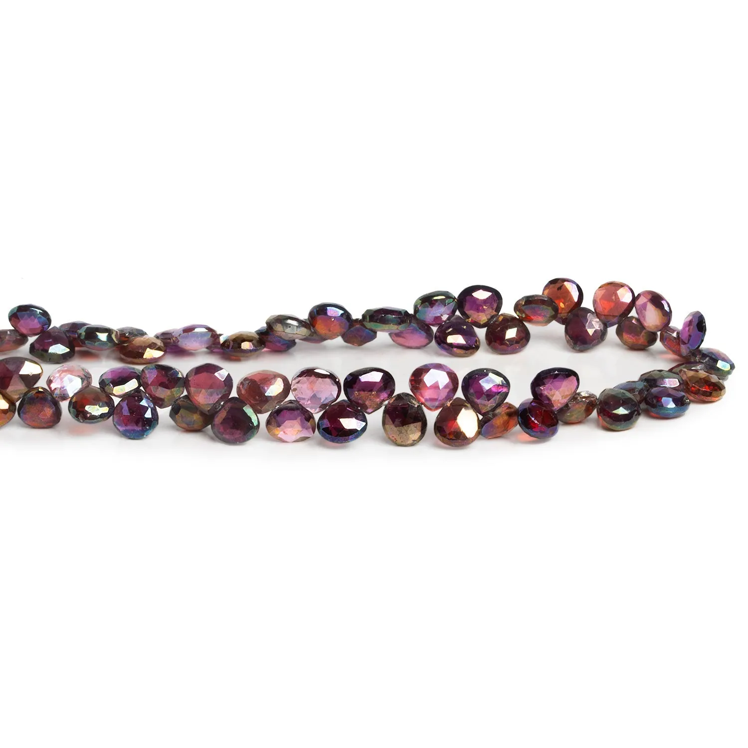 6mm Mystic Garnet Faceted Hearts 8 inch 60 beads