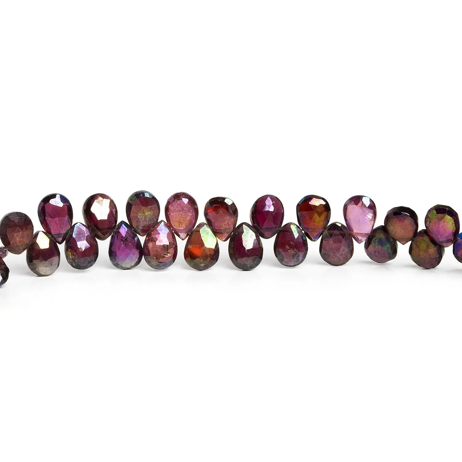 7x5mm Mystic Garnet Faceted Pears 8 inch 60 beads