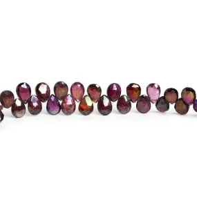 7x5mm Mystic Garnet Faceted Pears 8 inch 60 beads