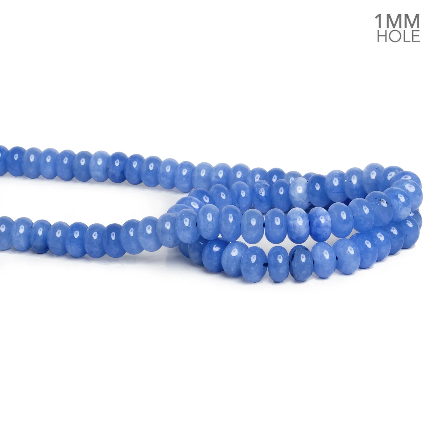 8mm Periwinkle Chalcedony Large Hole Rondelles 15 inch 77 beads