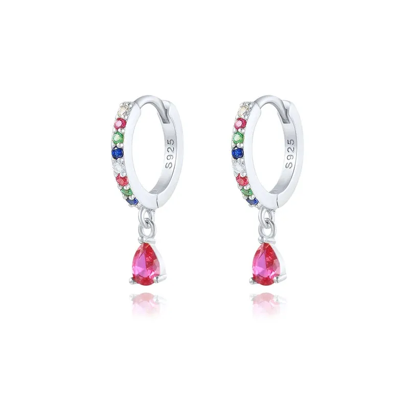 925 Silver Colorful Zirconia Drops