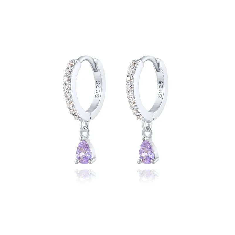 925 Silver Colorful Zirconia Drops