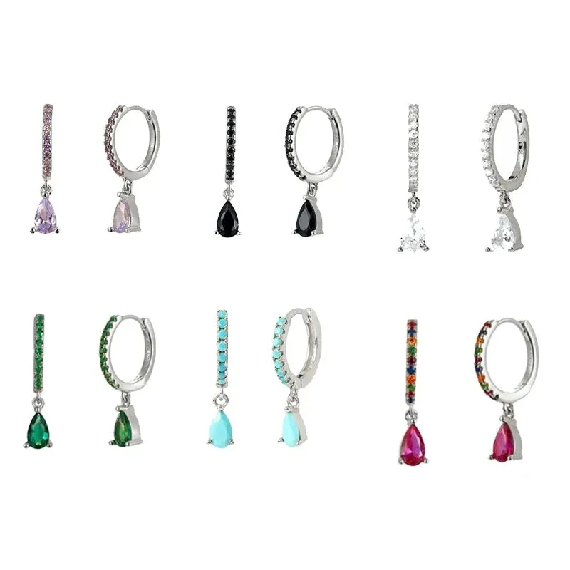 925 Silver Colorful Zirconia Drops