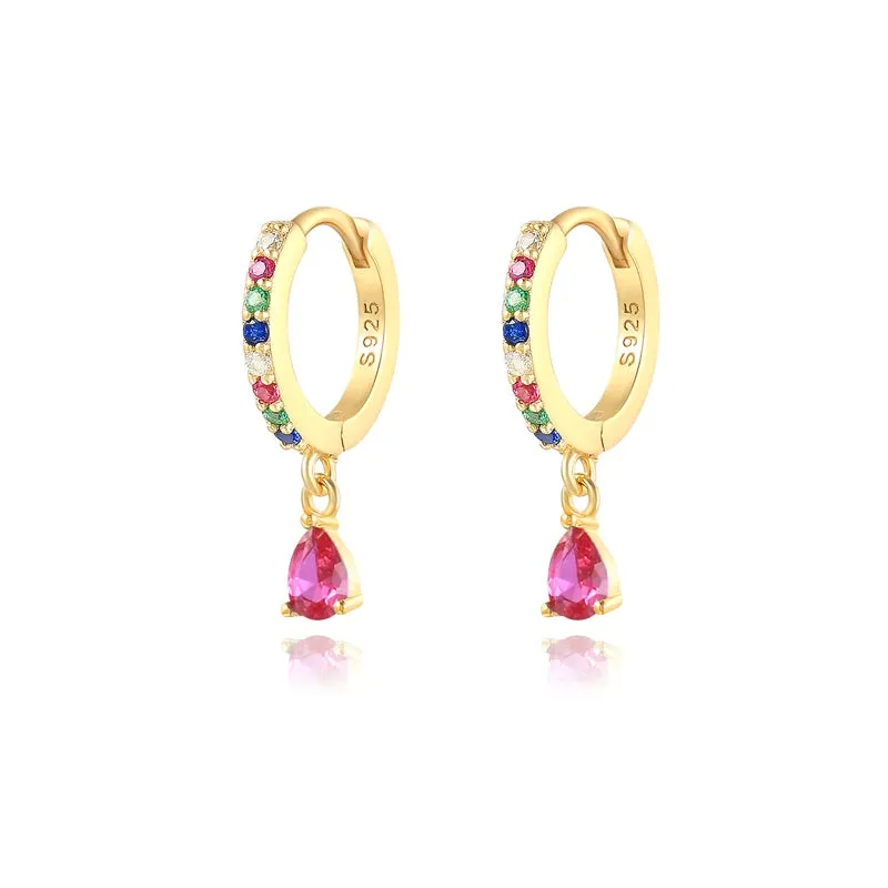 925 Silver Colorful Zirconia Drops