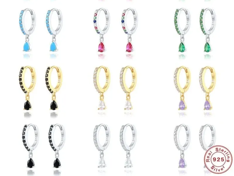 925 Silver Colorful Zirconia Drops