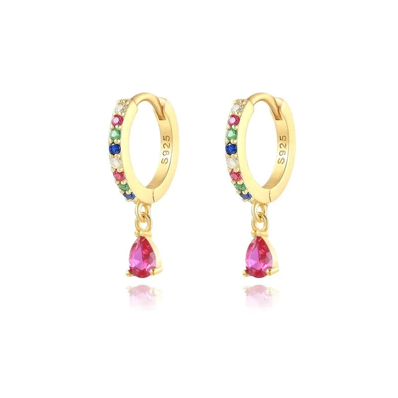 925 Silver Colorful Zirconia Drops