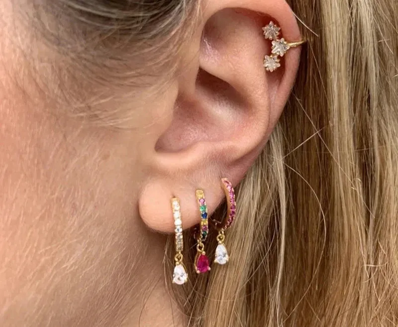 925 Silver Colorful Zirconia Drops