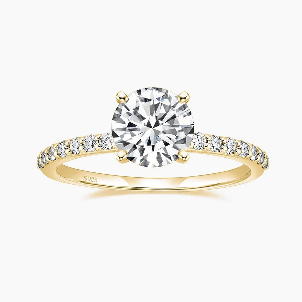 925 Sterling Silver Round Brilliant CZ Ring For Women