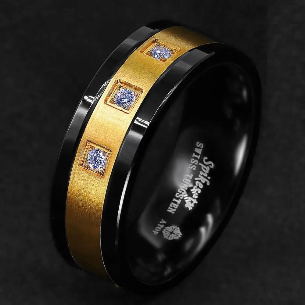 ATOP Design Men's Fashion Stylish Black & Gold Luxury Statement Ring