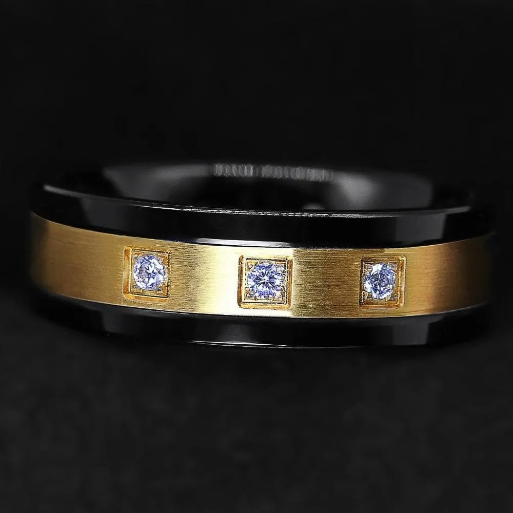 ATOP Design Men's Fashion Stylish Black & Gold Luxury Statement Ring