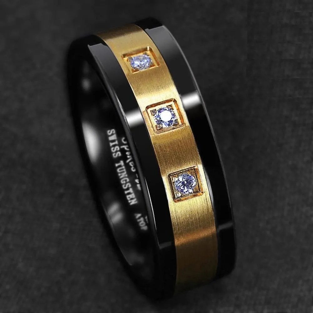 ATOP Design Men's Fashion Stylish Black & Gold Luxury Statement Ring
