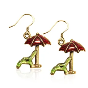 Beach Chair w/Umbrella Charm Earrings
