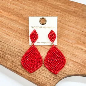 Beaded Teardrop Earrings in Red