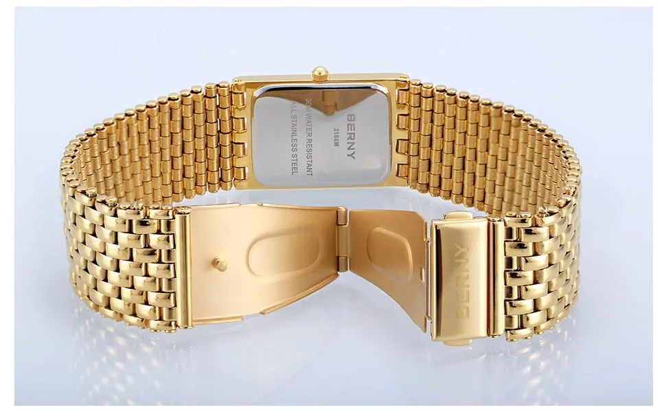 BERNY Women's Fine Fashion Premium Quality Luxury Style Gold & Gold Bracelet Watch