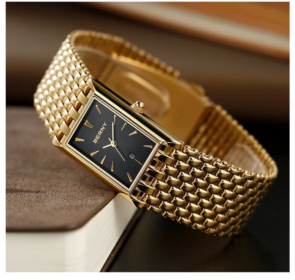 BERNY Women's Fine Fashion Premium Quality Luxury Style Gold & Gold Bracelet Watch