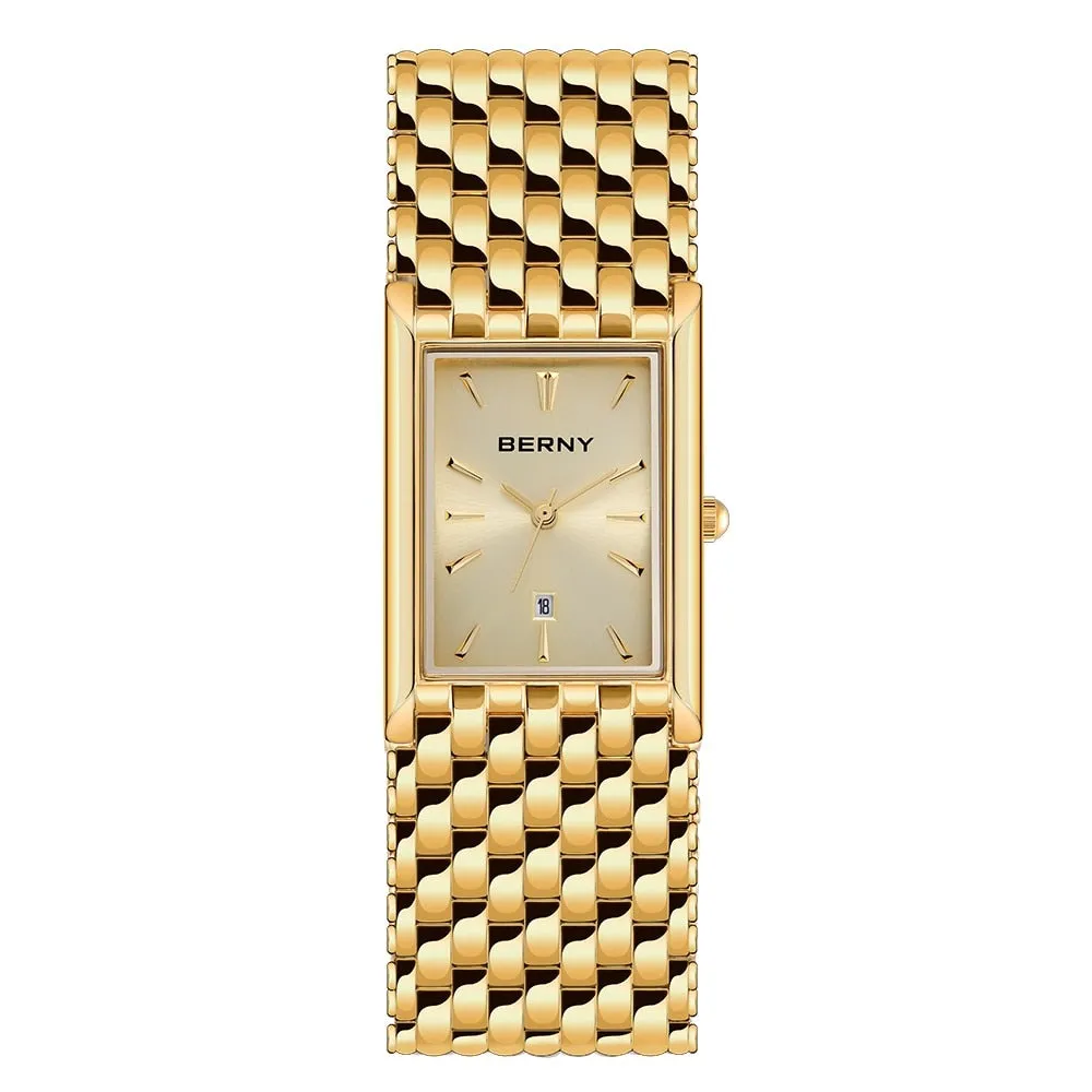 BERNY Women's Fine Fashion Premium Quality Luxury Style Gold & Gold Bracelet Watch