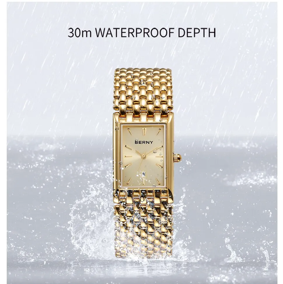 BERNY Women's Fine Fashion Premium Quality Luxury Style Gold & Gold Bracelet Watch