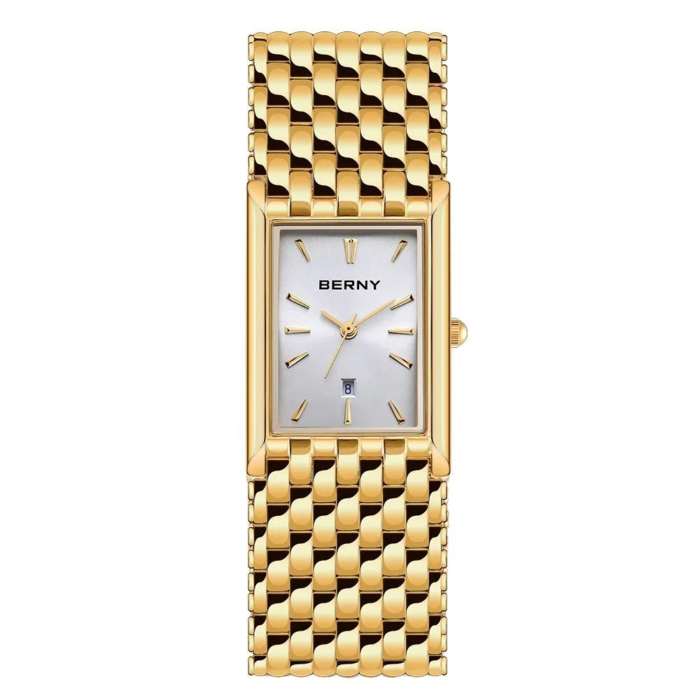 BERNY Women's Fine Fashion Premium Quality Luxury Style Gold & Gold Bracelet Watch