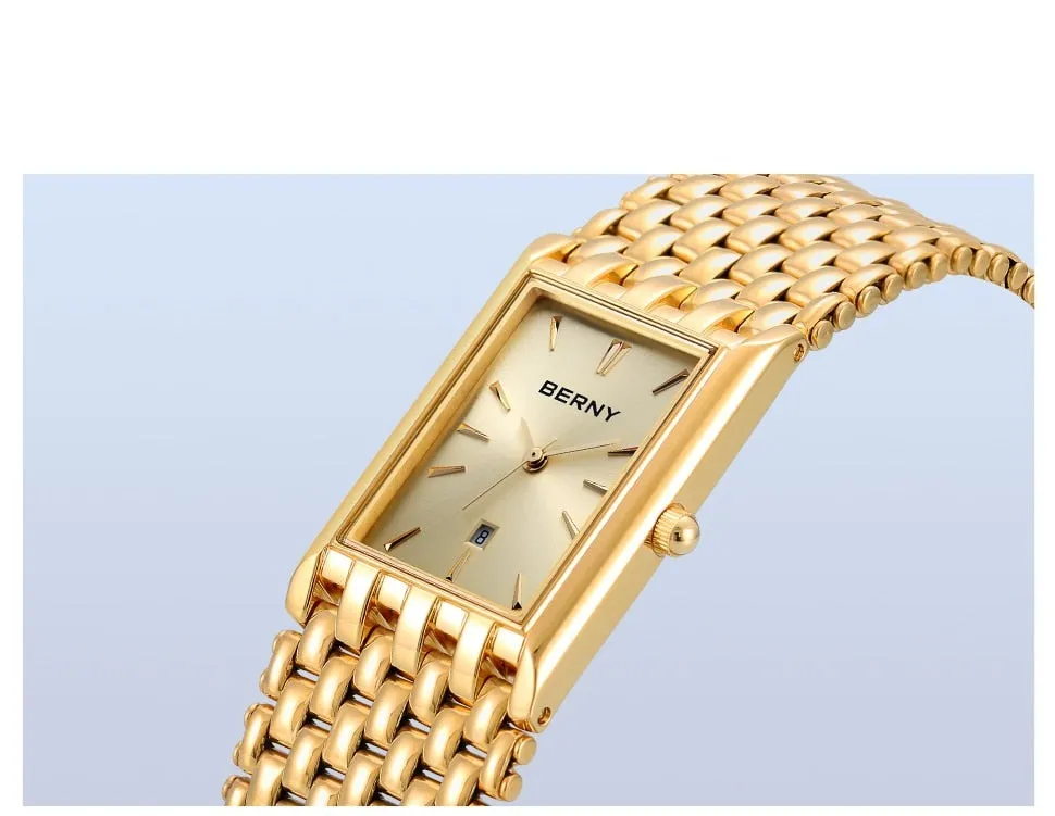 BERNY Women's Fine Fashion Premium Quality Luxury Style Gold & Gold Bracelet Watch