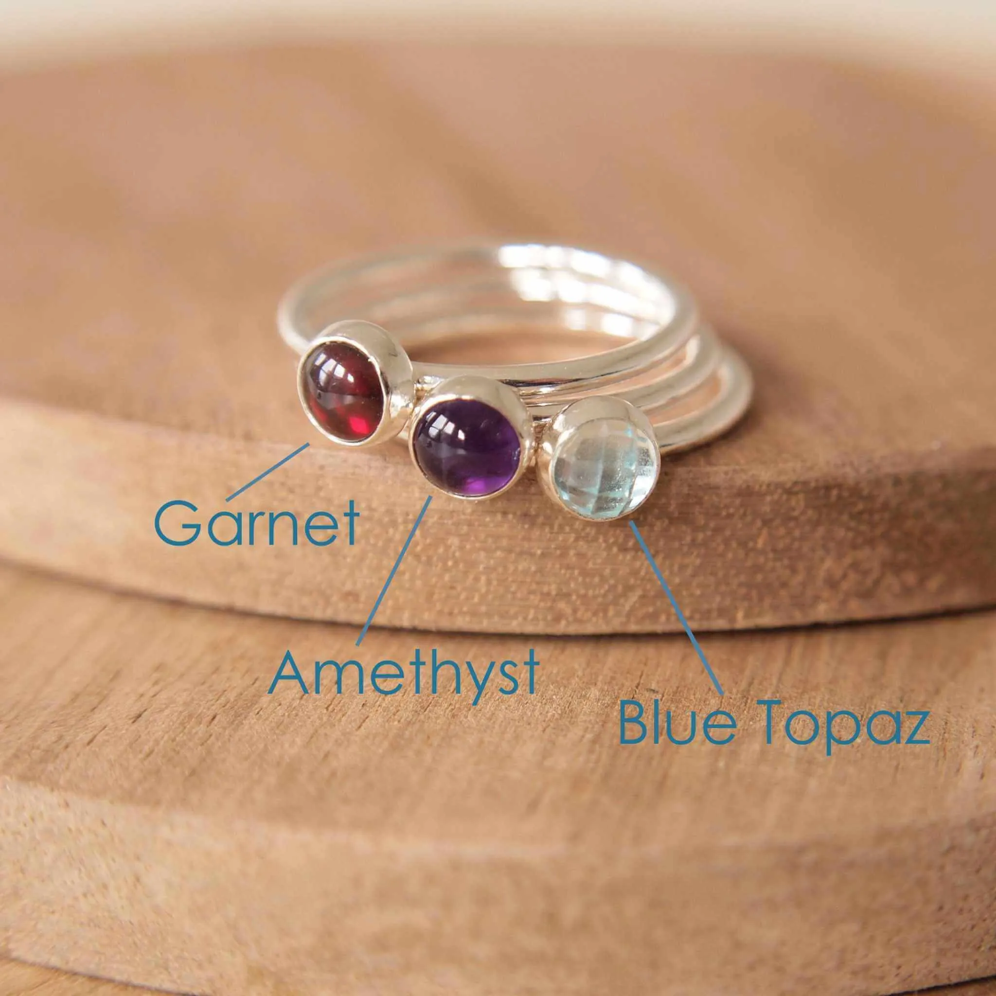 Birthstone Stacker Ring - Large 5mm Gemstone
