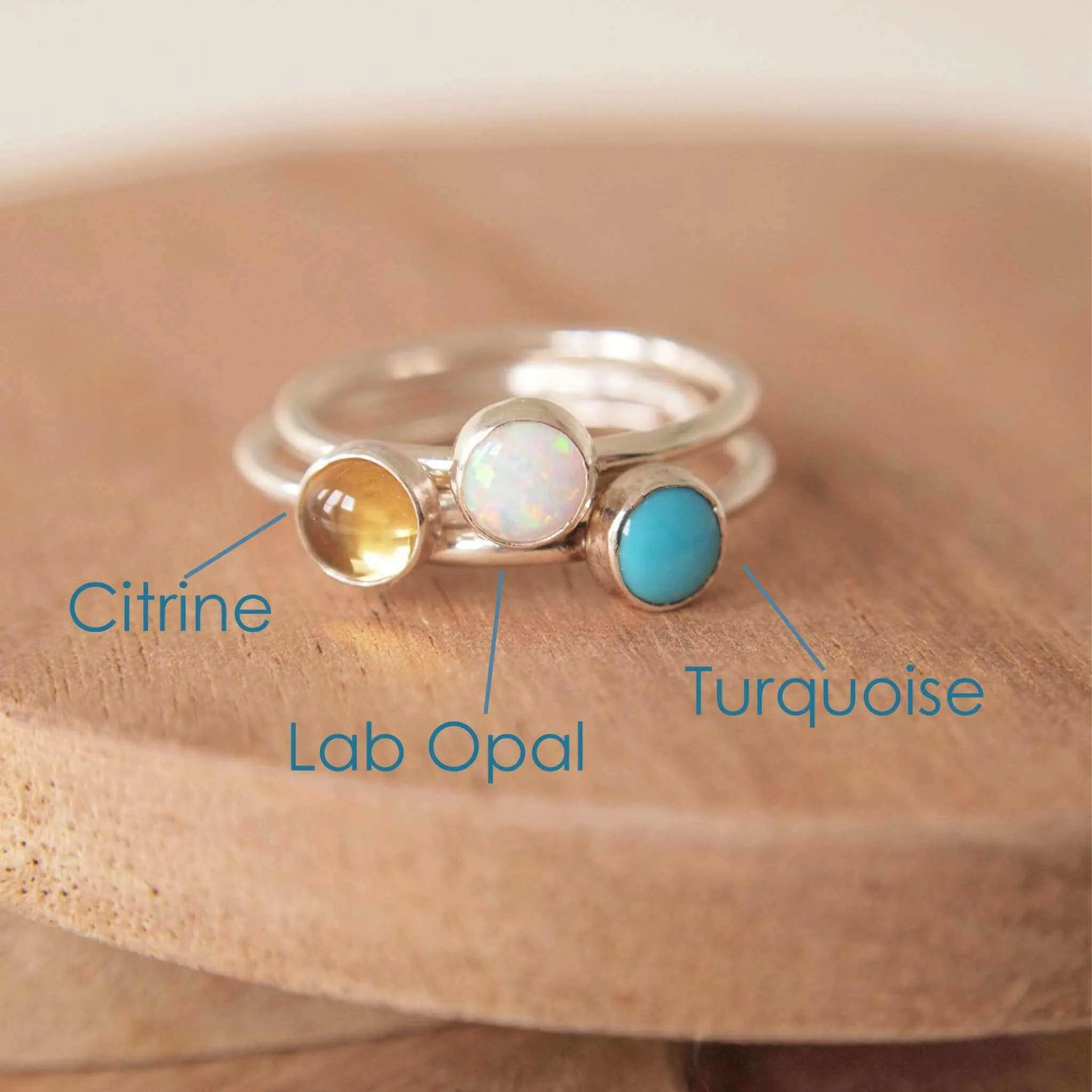 Birthstone Stacker Ring - Large 5mm Gemstone